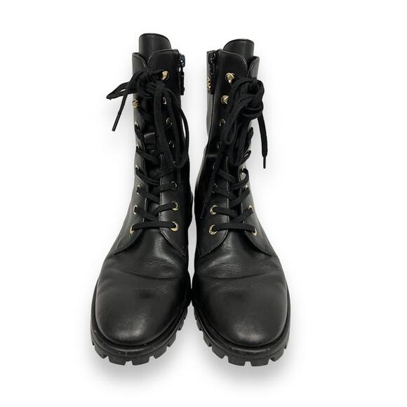 STUART WEITZMAN Black Leather Lace-Up Laine Combat Boots Booties 37 US 7 - Picture 2 of 8